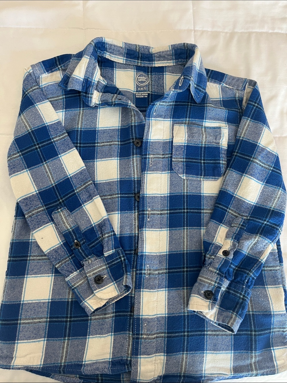 wonder nation Blue and White Plaid Button-Down Shirt